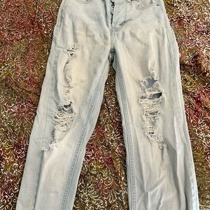 wild fable Light Blue Distressed Straight Leg Jeans